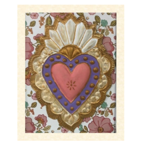 Cuadro Mediano Corazón Rosado/Morado/Dorado